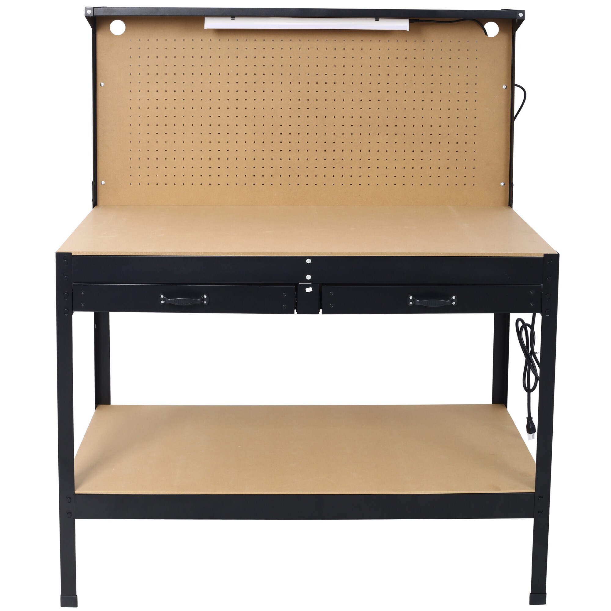 BlackTeck Multifunctional Workbench — 47.5in. x 23.6in., Drawer, Peg Board, LED Light, 4 AC Outlets, 2 USB Ports, Model# N2-P156695